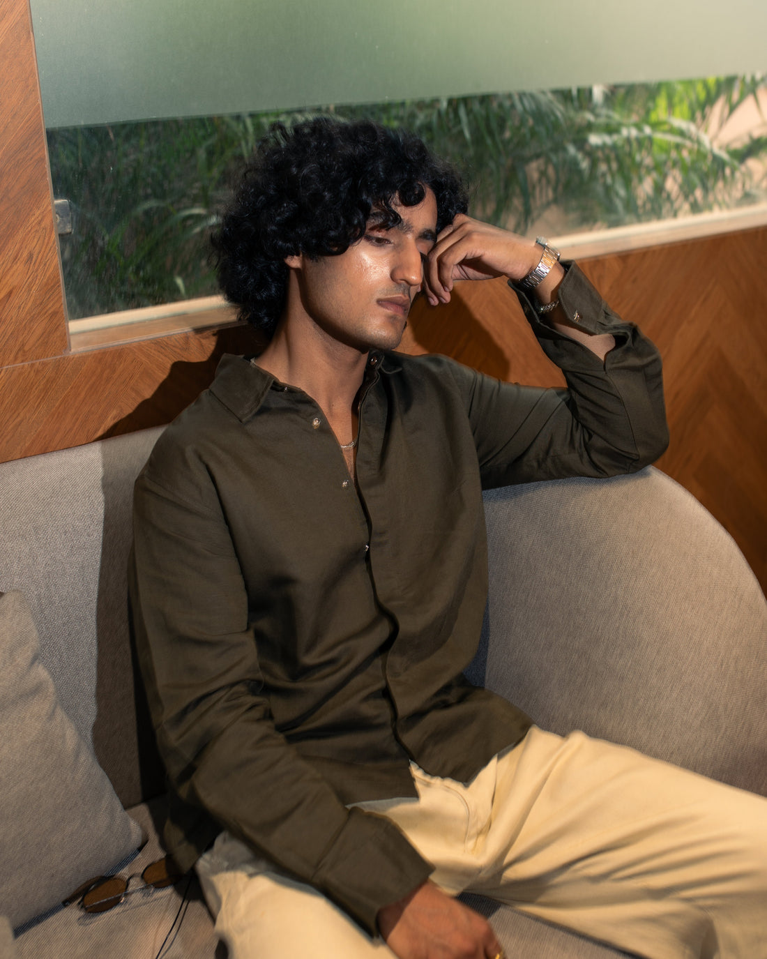 Regular Fit Linen Olive Green Casual Shirt for Men – The Perfect Blend of Style, Comfort & Everyday Elegance