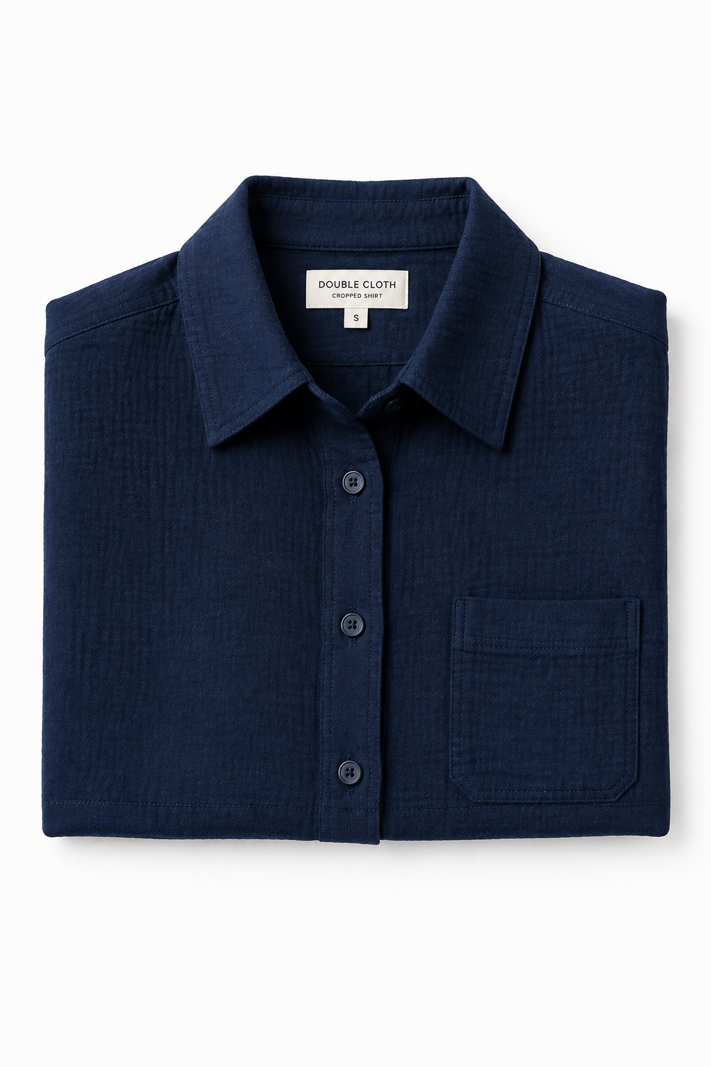 Navy Double Cloth Cropped Shirt – A Stylish Essential for Every Wardrobe