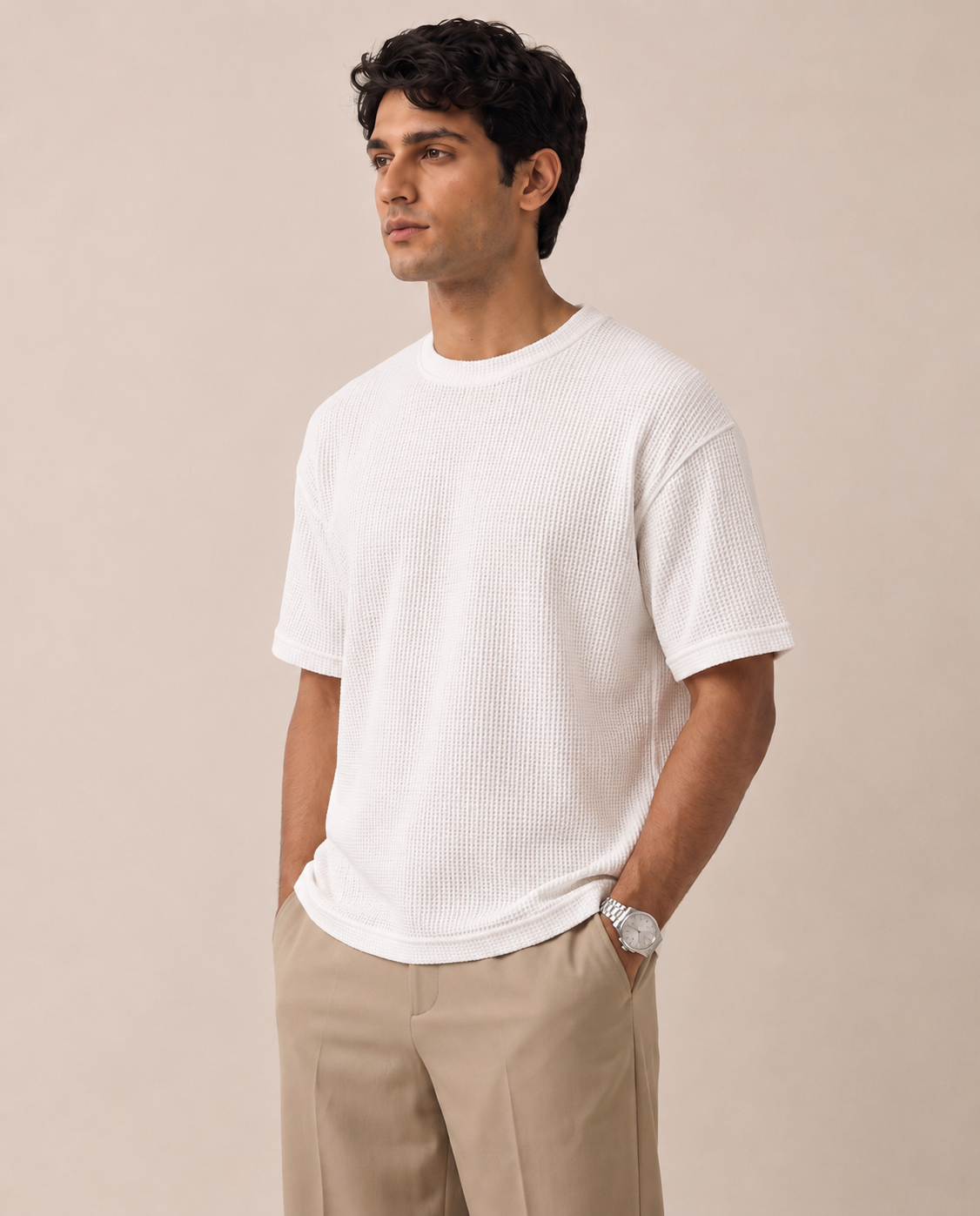 Cropped Boxy Fit Waffle Tee