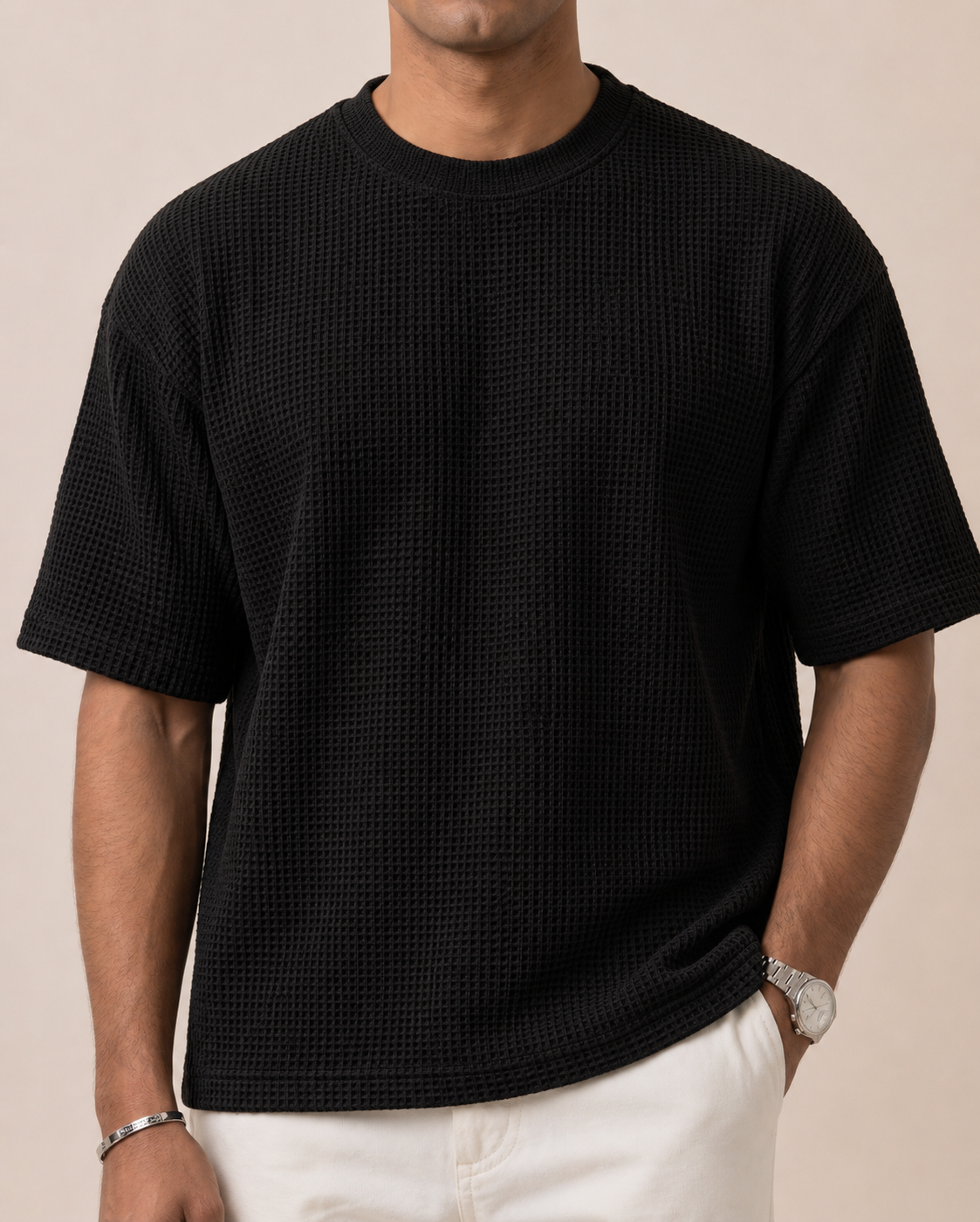 Cropped Boxy Fit Waffle Tee