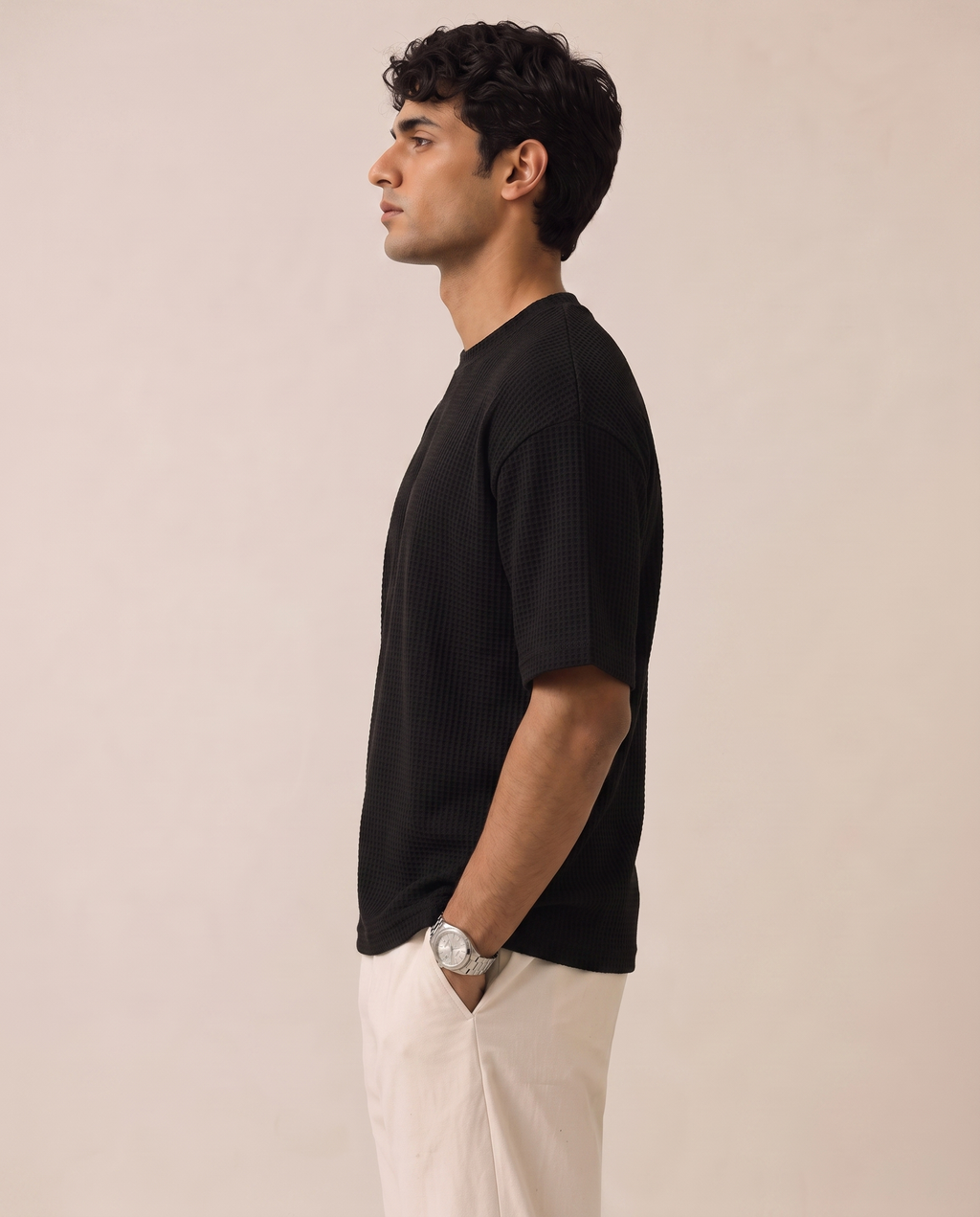 Cropped Boxy Fit Waffle Tee