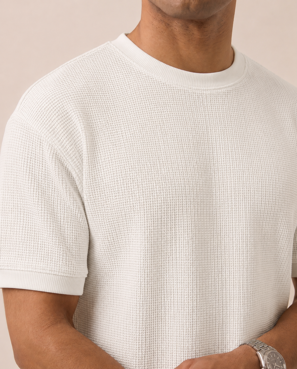 Cropped Boxy Fit Waffle Tee