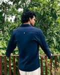 Riviera Navy Double Cloth Cropped Shirt