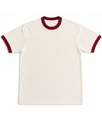 Off White & Maroon Ringer tee Front Design